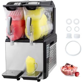 110V Slushy Machine 20L Double Bowl Margarita Frozen Drink Maker 900W Automatic Clean Day and Night Modes for Supermarkets Cafes Restaurants Snack Bar