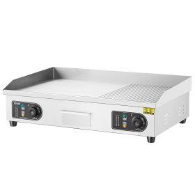 Commercial Electric Griddle, 2800W Countertop Half-Flat Top Grill, 122-572 F Adjustable Temp