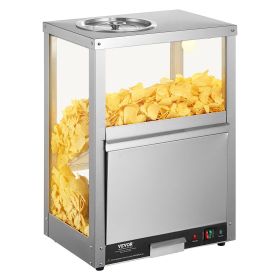 Commercial Nacho Chip Warmer, 84.5QT Chip Warmer Machine with Heating Base and Warming Light, Nacho Machine with Deflection Board, Stainless Steel
