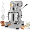 Commercial Food Mixer, 10L Commercial Stand Mixer with 3 Adjustable Speeds, 550W Dough Mixer with Stainless Steel Bowl and 3 Mixing Attachments