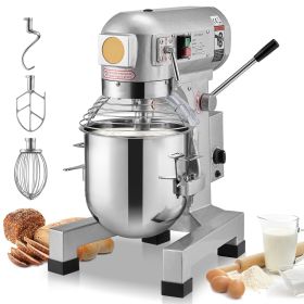 Commercial Food Mixer, 10L Commercial Stand Mixer with 3 Adjustable Speeds, 550W Dough Mixer with Stainless Steel Bowl and 3 Mixing Attachments