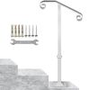 Single Post Handrail White Wrought Iron Post Mount Step Grab Supports Fits 1 or 2 Steps Grab Rail Single Post Railing
