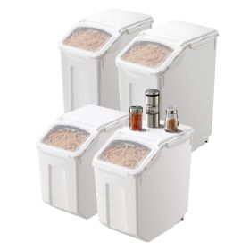 Rice Storage Container, 3.5Gal/15Lx2 + 4.5Gal/20Lx2 Large Dog Food Dispenser Bin, Kitchen Ingredient Grain Cereal Bin, Pet food Containers with Wheels