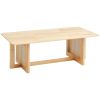 Rattan Coffee Table, Rectangle Rattan Woven Wood Coffee Table with Rubber Wood Top, 47-Inch Modern Boho Storage Coffee Table with Natural Wood Legs