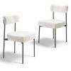 Boucle Dining Chairs Set of 2, Mid Century Modern Sherpa Accent Chairs, Upholstered Side Chair for Dining Table
