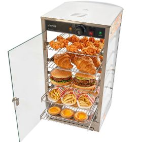 5-Tier Commercial Food Warmer Display, 800W Food Display Warmer with LED Light, Adjustable Shelf and Stainless Steel Frame, 86-185 F Air Heating