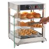 3-Tier Commercial Food Warmer Display, 800W Food Display Warmer with LED Light, Adjustable Shelf and Stainless Steel Frame, 86-185 F Air Heating