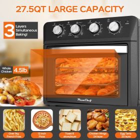 27.5QT 6-in-1 Air Fryer Toaster Oven Dropdown-Door 6-Slice Countertop Convection Oven for Air Frying, Baking, Roasting, Broiling & Grilling, 1600W