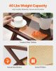 Rattan Coffee Table, Z-Shaped Rattan Woven Bamboo Coffee Table with Tempered Glass Top, 20' Modern Boho Storage Coffee Table with Natural Bamboo Legs