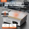 Commercial Electric Griddle, 1600W Countertop Half-Flat Top Grill, 122-572 F Adjustable Temp