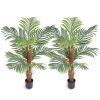 Artificial Palm Tree, 4 FT Tall Faux Plant, Secure PE Material & Anti-Tip Tilt Protection Low-Maintenance Plant