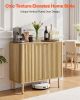 Coffee Bar Cabinet, Mid Century Fluted Coffee Bar Table with 2-Tier Storage, Buffet Stand Cabinet with 2 Barn Door