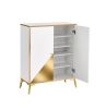 Buffet Sideboard Storage Cabinet,Buffet Server Console Table, shoe cabinet Accent Cabinet, for Dining Room, Living Room, Kitchen, Hallway GOLD +WHITE