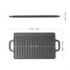 HAWOK Cast Iron Reversible Grill Rectangular Griddle 12.6x8 inch