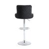 Bar Stool, Velvet Upholstered SEAT , Gas lifter, Decorated with Nailhead Trim,Set of 2, Black seat, Silver base, Square footrest,