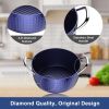 3.7 Quart Cooking Soup Pot with Lid, Small Nonstick Soup Pot with Lid, Round Small Soup Pot 3.3 L, Blue Nonstick Induction Stock Pot, 100% Bpa Free An