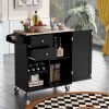 K&K Store Kitchen Cart with Spice Rack ,Towel Rack & Two Drawers,Rubber wood top,Kitchen Island with 4 Wheels for Dining Rooms Kitchens Living Rooms,
