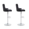 Bar Stool, Velvet Upholstered SEAT , Gas lifter, Decorated with Nailhead Trim, Grey seat, Silver base, Square footrest,Set of 2,