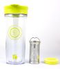 Portable Travel Tea Tumbler - Double Walled w/ Removable Steel Infuser, Clear-Green 14 Fluid Ounces by Pride Of India 14 oz