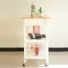 Kitchen Island & Kitchen Cart, Mobile Kitchen Island with Two Lockable Wheels, Simple Design to Display Foods and Utensil Clearly, One Big Drawer Keep