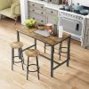 Modern 5-Piece Dining Table Set with 4 Chairs for Dining Room, Black Frame+Brown panel