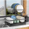 2 Tier Dish Rack for Kitchen Counter,Dish Drying Rack with 360¬∞Drainage,Dish Drainboard Set with Cutlery Holder and 4 Cup Holder,Dish drainers Over S