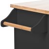 K&K Store Kitchen Cart with Spice Rack ,Towel Rack & Two Drawers,Rubber wood top,Kitchen Island with 4 Wheels for Dining Rooms Kitchens Living Rooms,