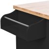 K&K Store Kitchen Cart with Spice Rack ,Towel Rack & Two Drawers,Rubber wood top,Kitchen Island with 4 Wheels for Dining Rooms Kitchens Living Rooms,