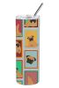 Lots of Apricot Pug Stainless Steel Skinny Tumbler Vacuum Double Walled Reusable Insulated Tumbler Travel Cup for Coffee Cocktails Gift with Lid