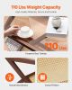 Rattan Coffee Table, Z-Shaped Rattan Woven Bamboo Coffee Table with Tempered Glass Top, 47' Modern Boho Storage Coffee Table with Natural Bamboo Legs