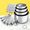 1 Set Stainless Steel Measuring Cups & Spoons Set; Cups And Spoons; Kitchen Gadgets For Cooking & Baking (4+6) 0.86lb