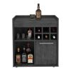 Bar Cabinet Dext, Two Concealed Shelves, Six Wine Cubbies, Light Gray Finish