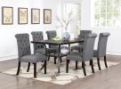 Dining Room Furniture Natural Wooden Rectangular Dining Table 1pc Dining Table Only Nailheads and Storage Shelve