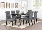 Dining Room Furniture Natural Wooden Rectangular Dining Table 1pc Dining Table Only Nailheads and Storage Shelve