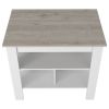 Kitchen Island Antibacterial Dozza, Three Shelves, Light Gray / White Finish