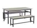 Oversized dining table set for 6, 3-Piece Kitchen Table with 2 Benches, Dining Room Table Set for Home Kitchen, Restaurant, Rustic Grey, 67'' L x 31.5