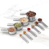 1 Set Stainless Steel Measuring Cups & Spoons Set; Cups And Spoons; Kitchen Gadgets For Cooking & Baking (4+6) 0.86lb