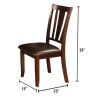 Set of 2 Side Chairs Dark Espresso Finish Solid wood Kitchen Dining Room Furniture Padded Leatherette Seat Unique back