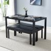 Simple Assembled Tempered Glass & Iron Dinner Table Black