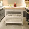 Kitchen Island & Kitchen Cart, Mobile Kitchen Island with Two Lockable Wheels, Simple Design to Display Foods and Utensil Clearly, One Big Drawer Keep