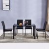 Simple Assembled Tempered Glass & Iron Dinner Table Black