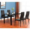 Simple Assembled Tempered Glass & Iron Dinner Table Black