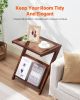 Rattan Coffee Table, Z-Shaped Rattan Woven Bamboo Coffee Table with Tempered Glass Top, 20' Modern Boho Storage Coffee Table with Natural Bamboo Legs