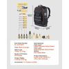Tool Backpack with Tools, 65 Pockets, Heavy-duty Tools Storage Organizer Bags with Laptop Compartment & Molded Base