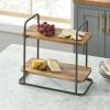 Better Homes & Gardens Rectangle Two-Tier Wood Serving Tray, 14.29" L x 7.08" W, Gray