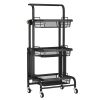 3-Tier Folding Rolling Cart;  Rolling Storage Cart with 3 Metal Wire Baskets for Kitchen; Bedroom; Living Room;  and Bathroom;  Black
