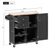 K&K Store Kitchen Cart with Spice Rack ,Towel Rack & Two Drawers,Rubber wood top,Kitchen Island with 4 Wheels for Dining Rooms Kitchens Living Rooms,