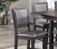 Classic Kitchen Dining Room Set of 2 High Chairs PU foam upholstered Seat Back Side Chairs Grey Finish Modern Counter Height Chairs