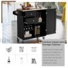K&K Store Kitchen Cart with Spice Rack ,Towel Rack & Two Drawers,Rubber wood top,Kitchen Island with 4 Wheels for Dining Rooms Kitchens Living Rooms,