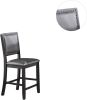 Classic Kitchen Dining Room Set of 2 High Chairs PU foam upholstered Seat Back Side Chairs Grey Finish Modern Counter Height Chairs